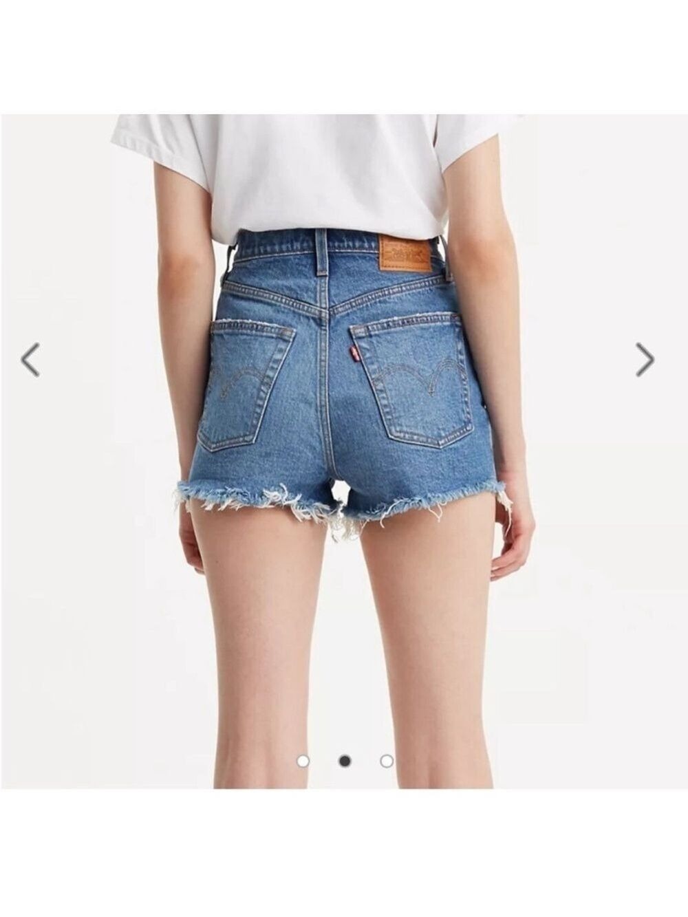 Levi's RIBCAGE SHOR, Blue Jean Shorts High-Waisted Frayed Hem, PREMIUM - Picture 2 of 12